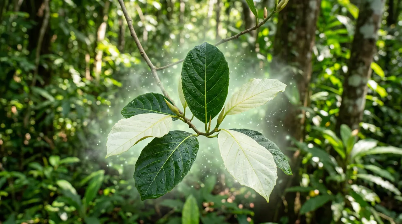 二色波罗蜜新鲜的双色叶片，散发着淡淡的芳香气息，充满自然生机