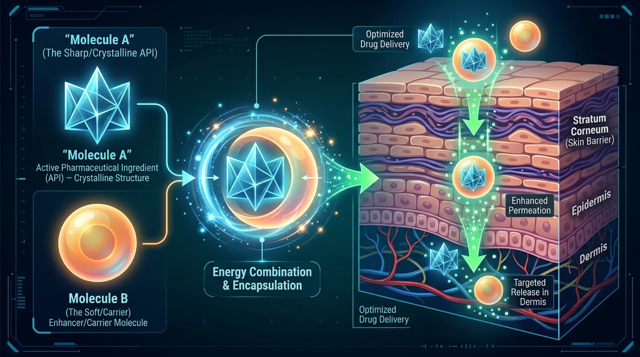 高科技透视图下，刚烈的红色分子与温和的绿色分子正携手穿透皮肤层，化作持续平稳的能量流